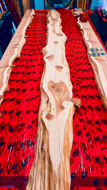 Client Vision Dream & Expertly Crafted 3“x50“x138” Dinning Table @ Satellite Beach Fire Station 55. Artist/Craftsman Used 56 Gallons Of Epoxy Resin In The Making Of I’m Confident Is The Only Table Like It On The Planet. 
This Guy Is GOOD,